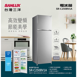 易力購【 SANYO 三洋原廠正品全新】 變頻雙門冰箱 SR-C250BV1A《250公升》全省運送