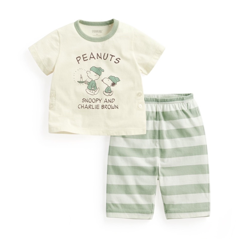 嬰幼兒純棉居家套裝-史努比系列-果綠#寶寶衣服#寶寶套裝#寶寶居家服