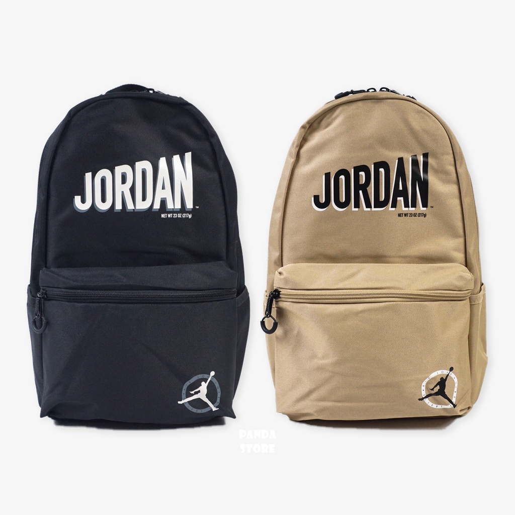 胖達）NIKE AIR JORDAN 復古LOGO 後背包 13吋 筆電夾層 JD2313006G-023 黑 卡其