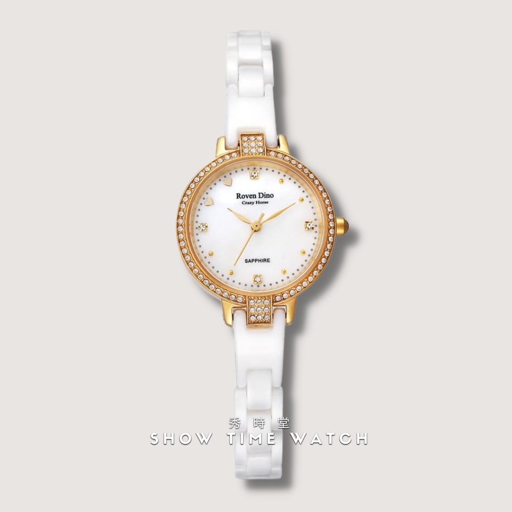 Roven Dino 羅梵迪諾 閃耀優雅細緻陶瓷帶腕錶-白玫瑰金 RD6094G [ 秀時堂 ]