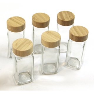 DIY調味瓶竹蓋120ml調味料玻璃瓶4oz方瓶竹蓋螺牙竹蓋批發