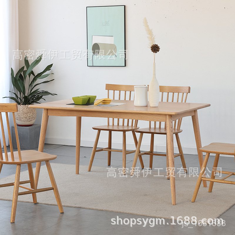 【工廠 現貨】北歐餐桌傢用現代簡約橡木傢具小戶型實木桌日式原木餐桌椅組閤-桌子-桌子 NEOR