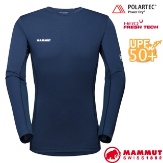 【MAMMUT 長毛象】Sertig Longsleeve 男款 長袖圓領多功能排汗上衣_海洋藍/黑_00020