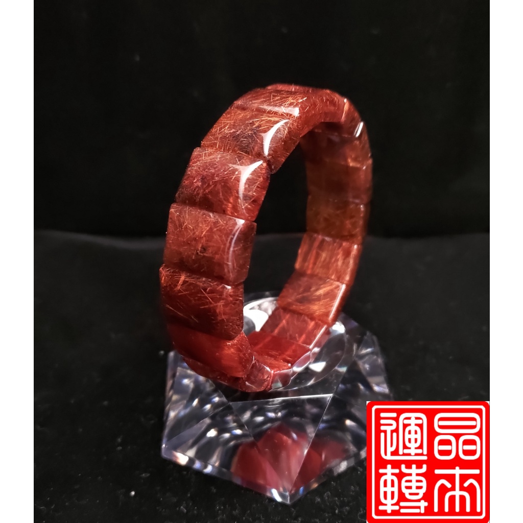 [晶來運轉]紅銅鈦手排 60.7g 18.2mm 手圍18.5cm(Titanium rutilated Quartz)
