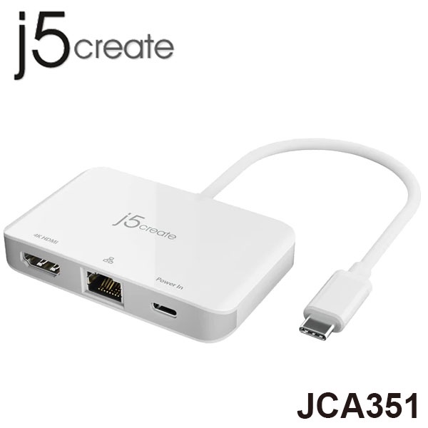 【3CTOWN】含稅附發票 j5 create JCA351 USB-C HDMI 網路充電三合一轉接器