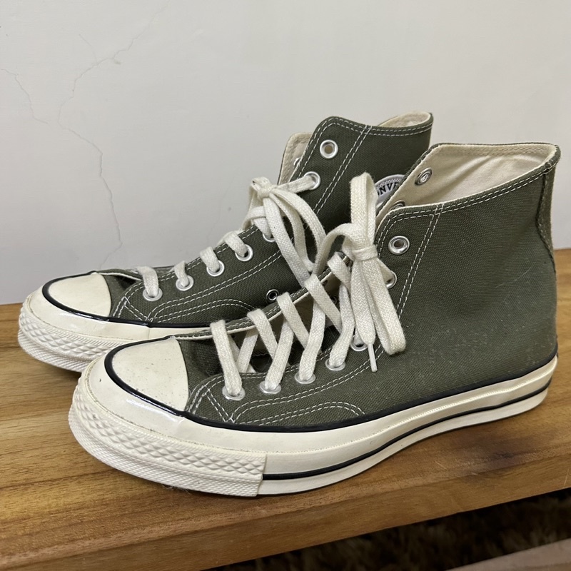 （二手·9.5成）converse 1970 高筒 帆布鞋 軍綠色 25碼