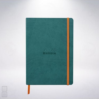 法國 RHODIA Rhodiarama A5 軟皮筆記本: 孔雀綠/Peacock