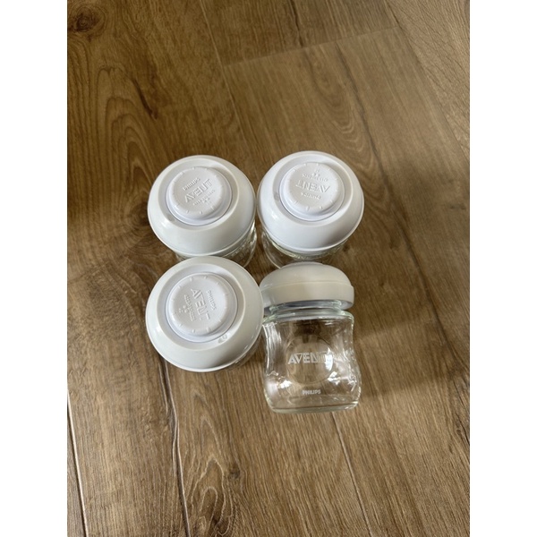 AVENT 玻璃寬口奶瓶120ml/奶瓶環/密封蓋 儲乳罐