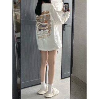 白色休閒設計感小眾網紅純棉T恤女秋冬季新款時尚加厚打底衫上衣