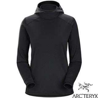 【ARCTERYX 始祖鳥】女新款 Motus 彈性連帽長袖排汗衣/T恤.底層衣.登山運動_黑_30100