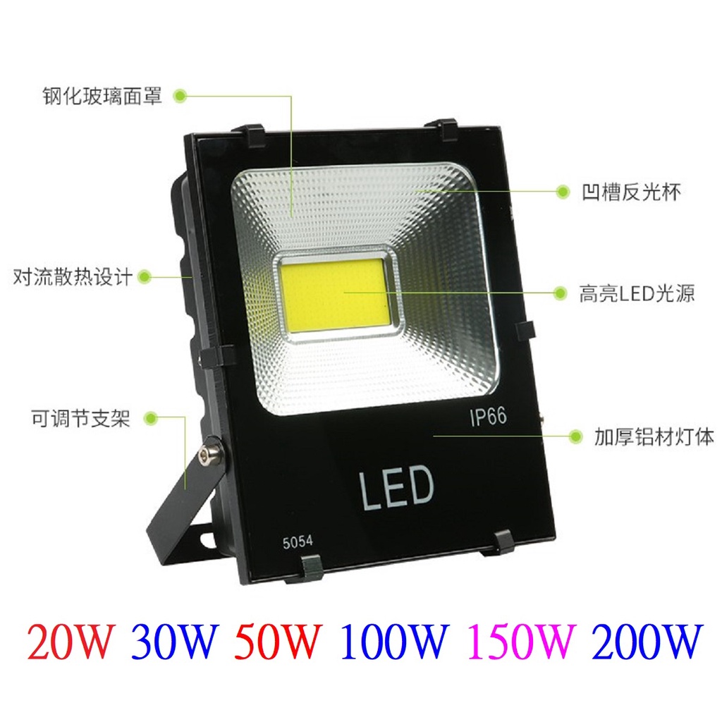 LED戶外投射燈20W 30W 50W 100W 150W 200W 投光燈 洗牆燈 招牌燈 泛光燈 IP66