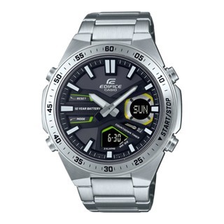 CASIO 卡西歐 (EFV-C110D-1A3V) EDIFICE【台灣原廠公司貨】賽車系列 十年電力雙顯不鏽鋼腕錶