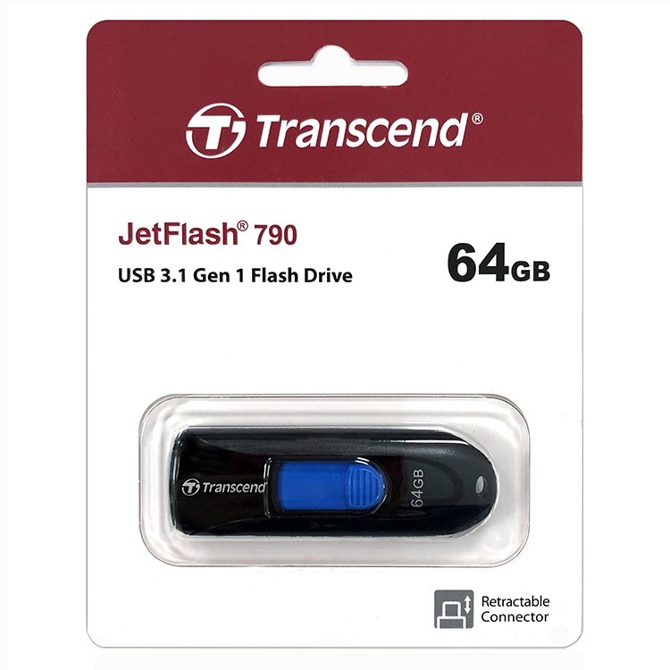 【中將3C】Transcend 創見 JetFlash790 64G USB3.1隨身碟- 黑 .TS64GJF790K