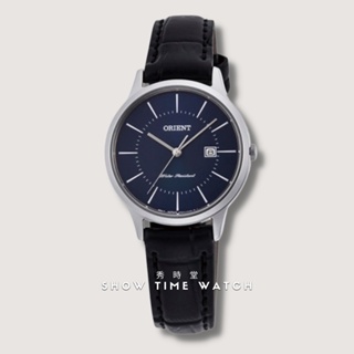 +ORIENT 東方錶 極簡約輕薄日期腕錶(30mm)-皮帶/藍面銀 RF-QA0005L