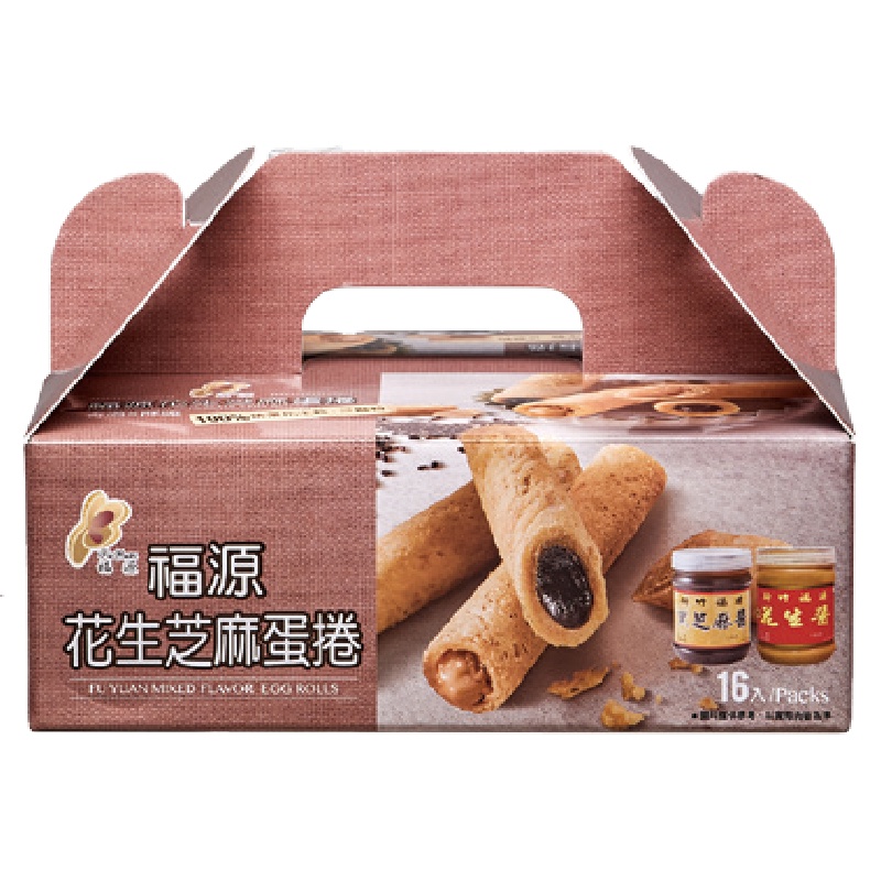 新竹福源 花生芝麻蛋捲(無附提袋)[年節禮盒] 320g【家樂福】