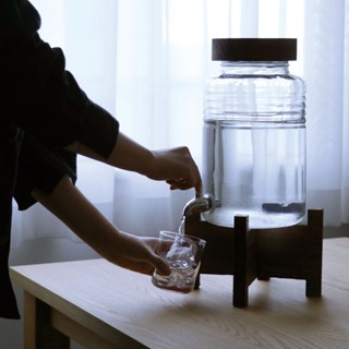 【現貨】日本 ADERIA 石塚硝子 附木架燒酌瓶 5L 大容量玻璃冷水壺 附專屬木架 水龍頭燒酌瓶 派對壺