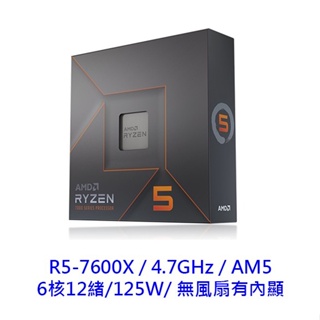 AMD 超微 R5 7600X 6核12緒 ZEN 4 AM5 Ryzen 5奈米 CPU 中央處理器 CPU