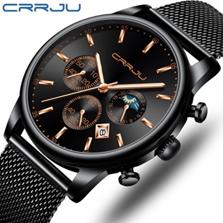 Crrju 男士手錶多功能時尚商務運動日期模擬石英不銹鋼防水 2266 X