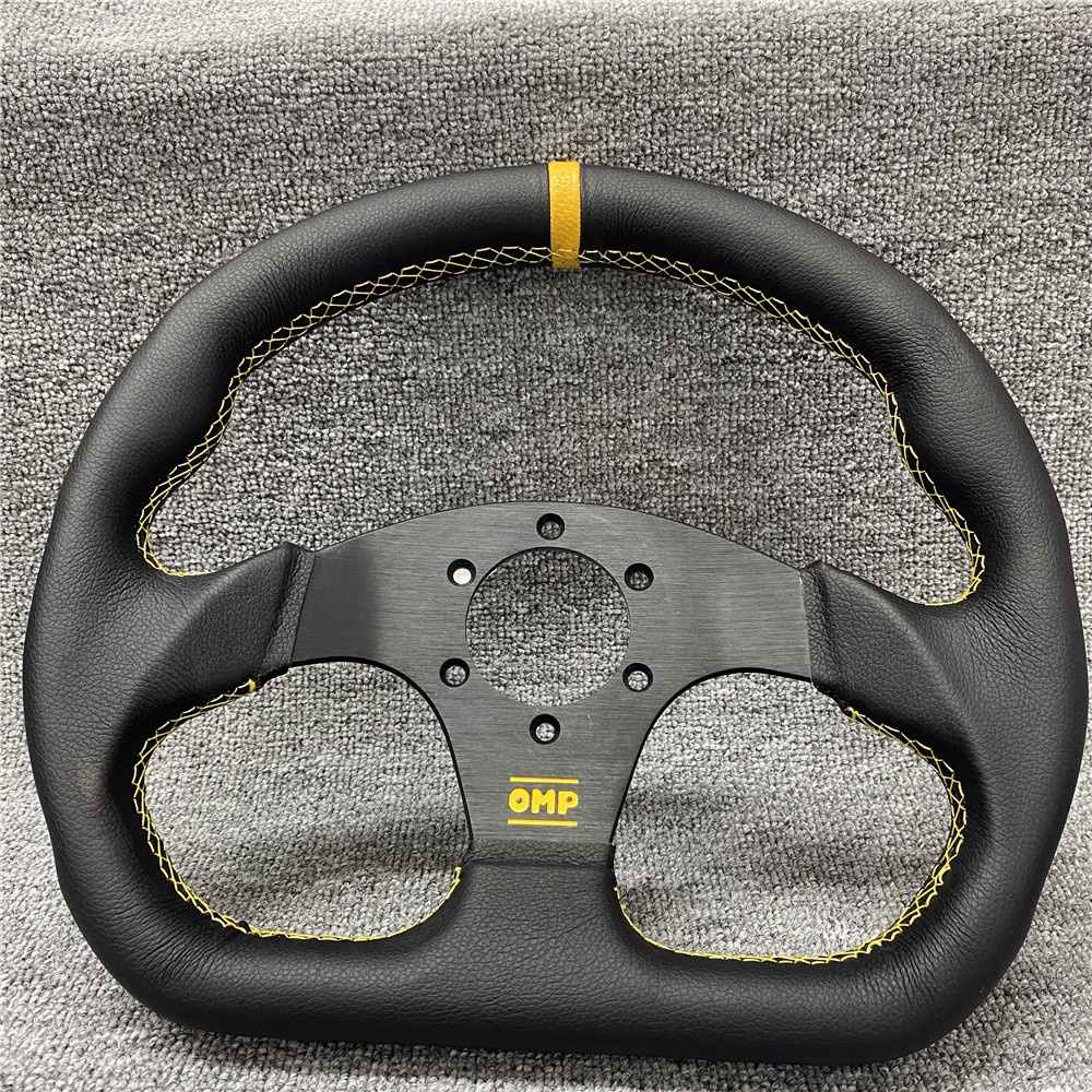 13寸 OMP  真皮改裝賽車競技方向盤 D型賽車競技漂移改裝方向盤