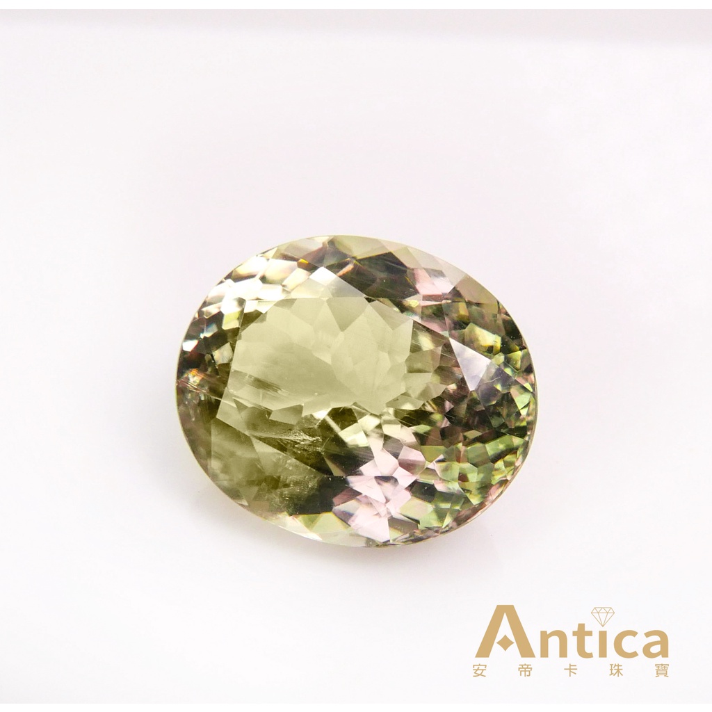 [ANTICA]水鋁石 Diaspore 12.99克拉 橢圓 黃色 綠色 土耳其 天然寶石 超高火光（經理推薦）安帝卡