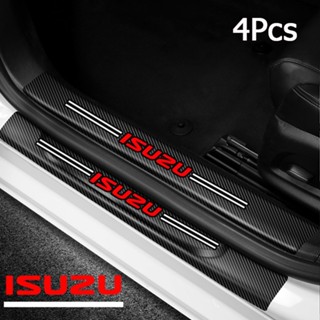 汽車造型 4 件裝碳纖維門檻碳纖維貼紙貼花適用於五十鈴 Dmax MUX NPR 卡車配件