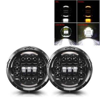 【熱銷】7" 6w Led 大燈汽車 Led 行車燈高/低光束 DRL 白色琥珀色 12V Led 適用於吉普牧馬人悍馬