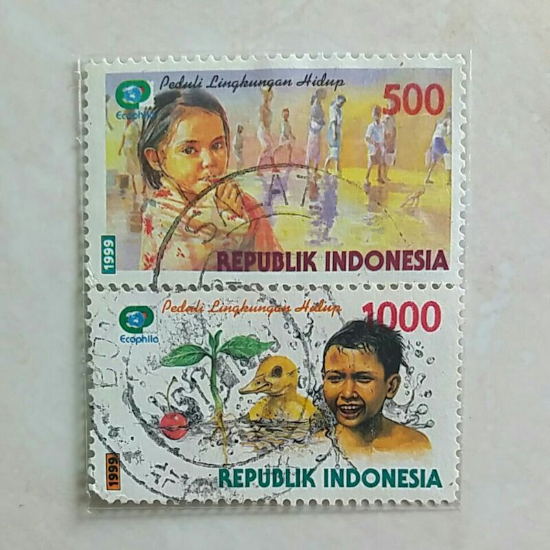 1999 年印度尼西亞郵票護理生活環境套裝 2 件二手