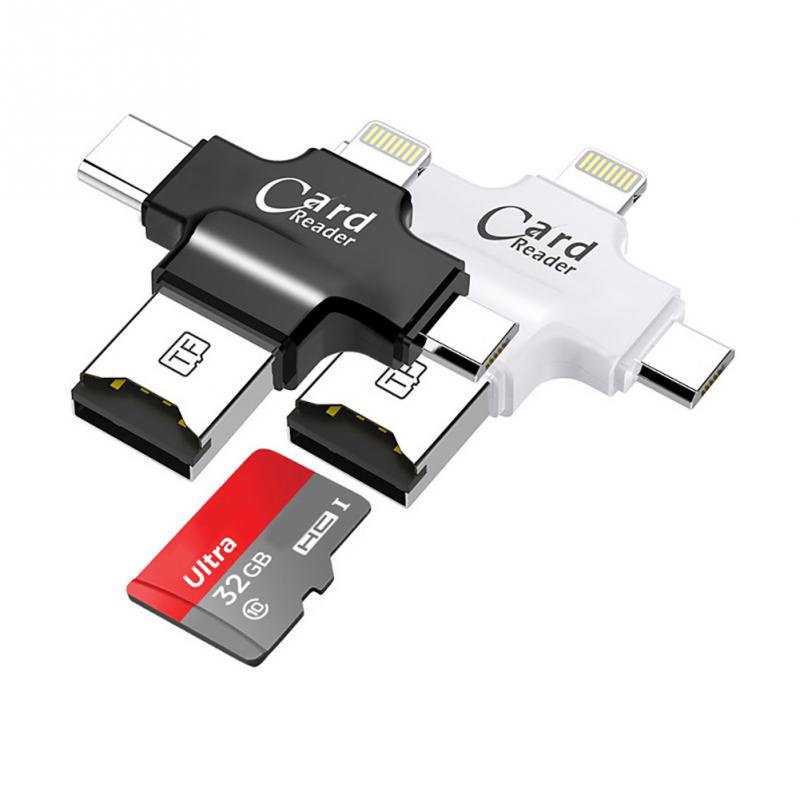 4合1 Micro SD 讀卡器 C型 Micro USB 閃電 適配器 適用於iPhone iPad 安卓手機