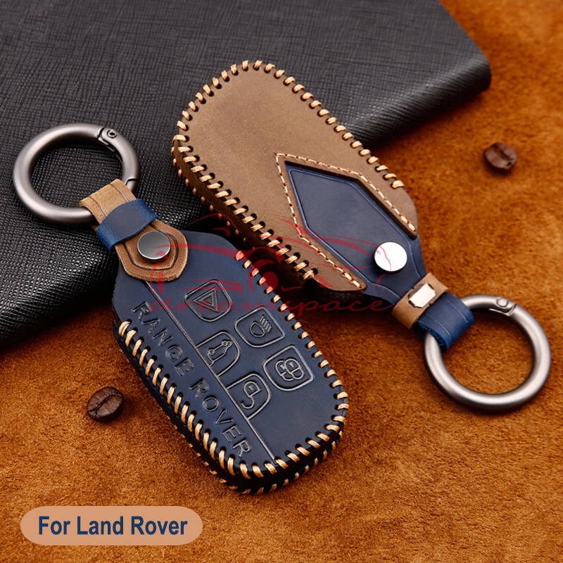 LAND ROVER 全新瘋馬皮革汽車鑰匙套適用於路虎 Range Sport Freelander 2 Discove