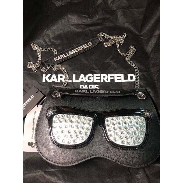 KARL LAGERFELD卡爾拉格斐 墨鏡閃亮造型鏈帶手提肩側背包 全新正貨 現貨 再送精美禮物🎁