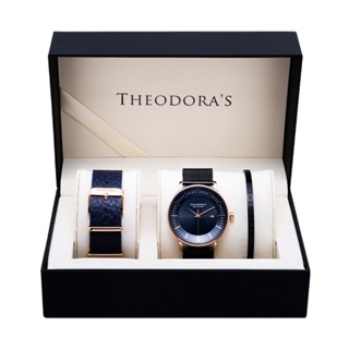 【THEODORA'S】手錶飾品1+2禮盒-男款 Aurora 太陽能手錶 簡約款-限定錶帶深藍【希奧朵拉】