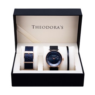 【THEODORA'S】手錶1+2禮盒-男款 Aurora 太陽能手錶 簡約款-限定錶帶深藍【希奧朵拉】