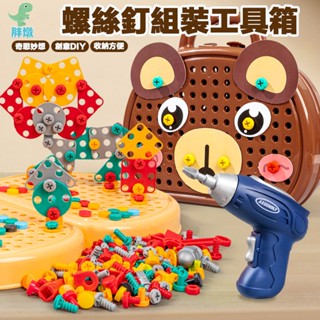 臺灣現貨🚚擰螺絲玩具 螺絲拼圖 益智修理工具箱 兒童修理工具箱 創意工具箱 電鑽玩具 維修拆卸玩具 電鑽積木拼圖玩具