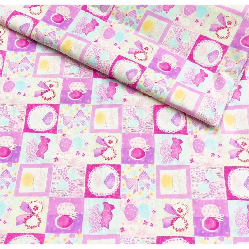 豬豬日本拼布 方塊 柔美 夢幻 蝴蝶 蝴蝶結 糖果 棉布料材質