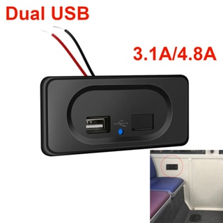 雙 USB 充電器插座 3.1A 2.1A 回彈防塵罩適用於 12V 24V 汽車卡車 ATV 摩托車船 RV 總線電源