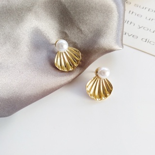 小美人魚耳環 珍珠貝殼耳環 [925銀針] | 耳環 A023