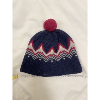 ［二手］kangol品牌羊毛藍灰紅配色圖騰毛帽/滑雪帽