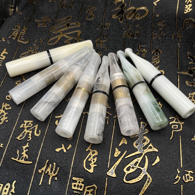 🚬現貨8.5公分樹玉濾嘴🚬 玉石濾嘴 9mm濾芯 附防塵袋 禮盒 象牙白煙嘴 菸嘴 濾嘴 丹尼古特 濾心 閃電 大象濾心