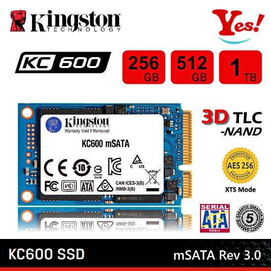 【Yes！台灣公司貨】新Kingston 金士頓 KC600 mSATA 256G 512G TLC SSD 固態硬碟