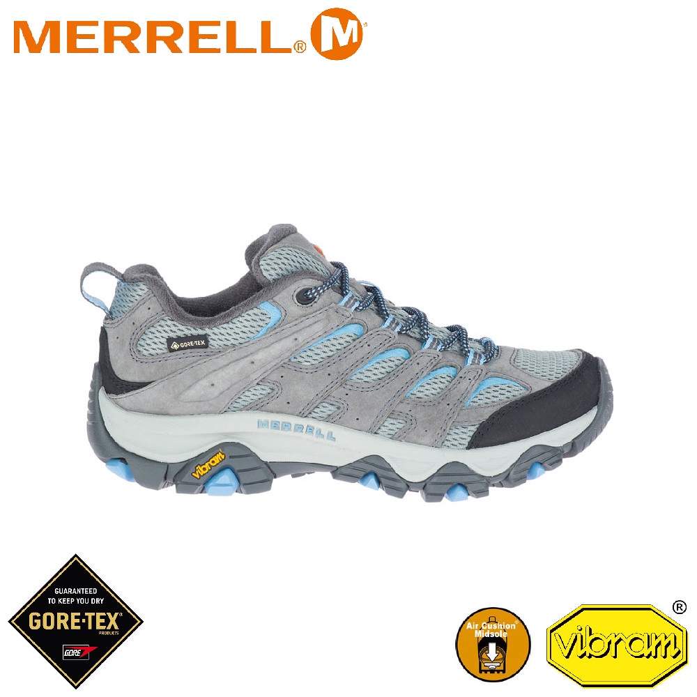 【MERRELL 美國 女 MOAB 3 GORE-TEX防水登山鞋《淺灰/水藍》】 ML035826