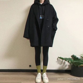 毛呢外套女新版韓版加棉加厚中長版西裝領小個子風大衣ins小香風毛呢大衣 毛呢西裝外套 風衣外套 寬鬆 NNDP