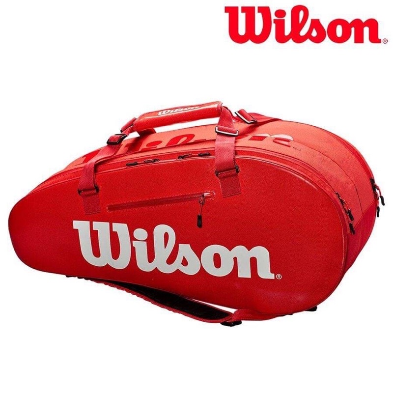 【WILSON 威爾森】SUPER TOUR 2 COMP LARGE 網球拍袋 (9隻裝) 紅色 WRZ840809