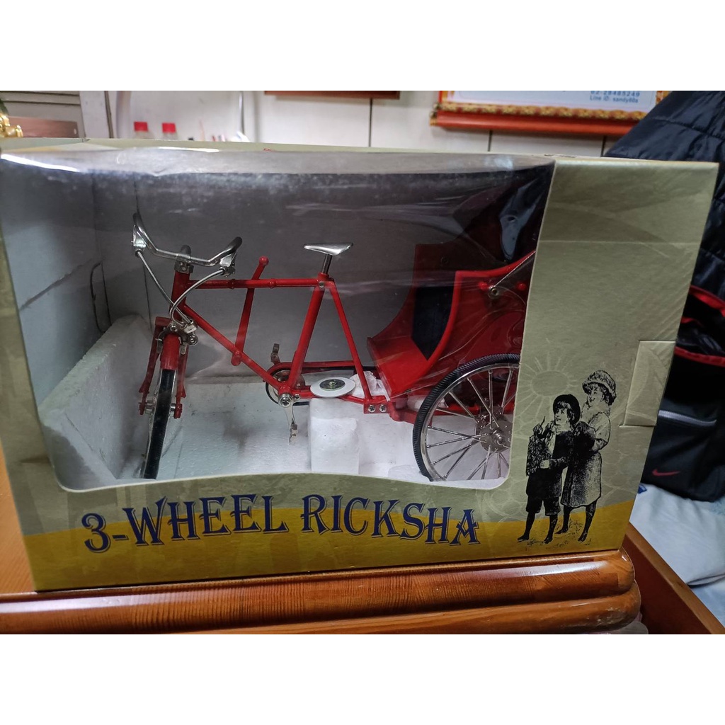 【銓芳家具】鋁合金 1:10 歐洲懷舊復古金屬三輪車模型 人力車三輪自行車模型 古董車模型 收藏擺飾