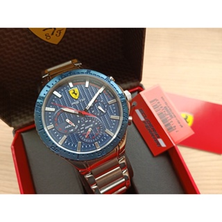 FERRARI 法拉利寶藍色錶盤三眼極勁鋼帶腕錶✿全新✿