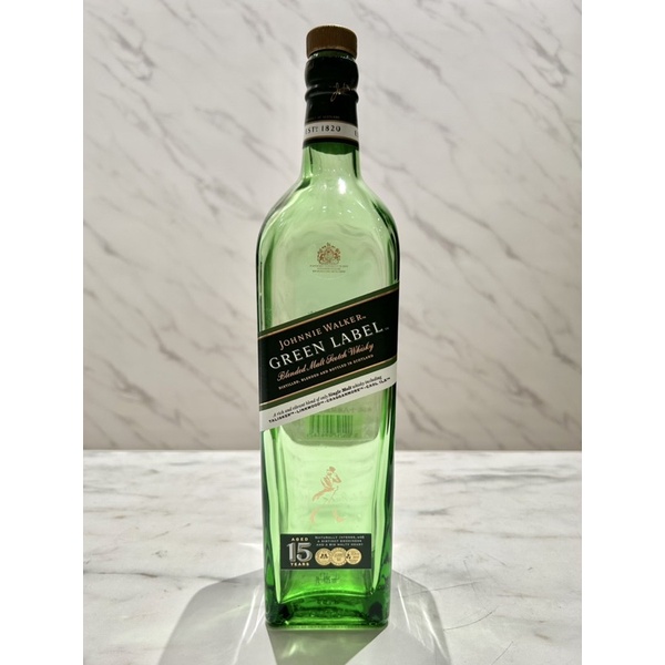 約翰走路 Johnnie Walker 綠牌 15 年 蘇格蘭威士忌 1L「空酒瓶」