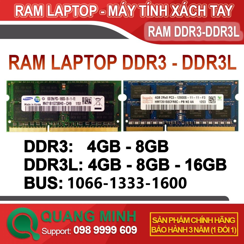 筆記本電腦內存 DDR3L / DDR3 16GB、8Gb、4GB Bus 1600(三星、金頓與 Hynix / MT