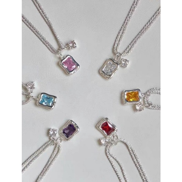 寶石鎖骨雙層項鏈可換6種彩色寶石「現貨」