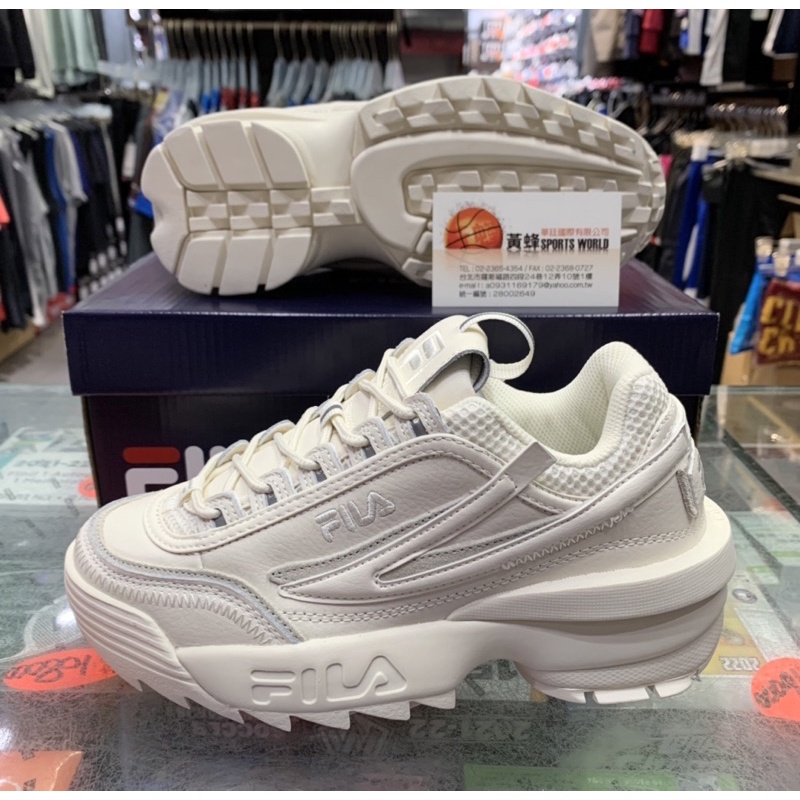 免運 黃蜂體育用品 FILA 鋸齒鞋 老爹鞋 DISRUPTOR 2 EXP 米白 5-C609W-100 斐樂