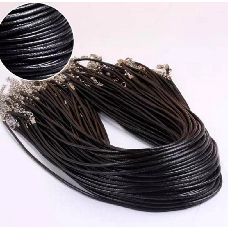 『韓國流行蠟線皮繩項鍊，首飾品配件(1入) 5元』E01