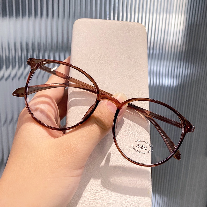 韓國時尚女款防藍光防輻射眼鏡防輻射電腦護目鏡可更換鏡片學生眼鏡膠囊眼鏡盒